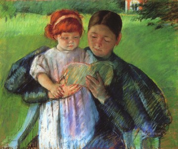  leyendo Pintura - Enfermera leyendo madres niños Mary Cassatt